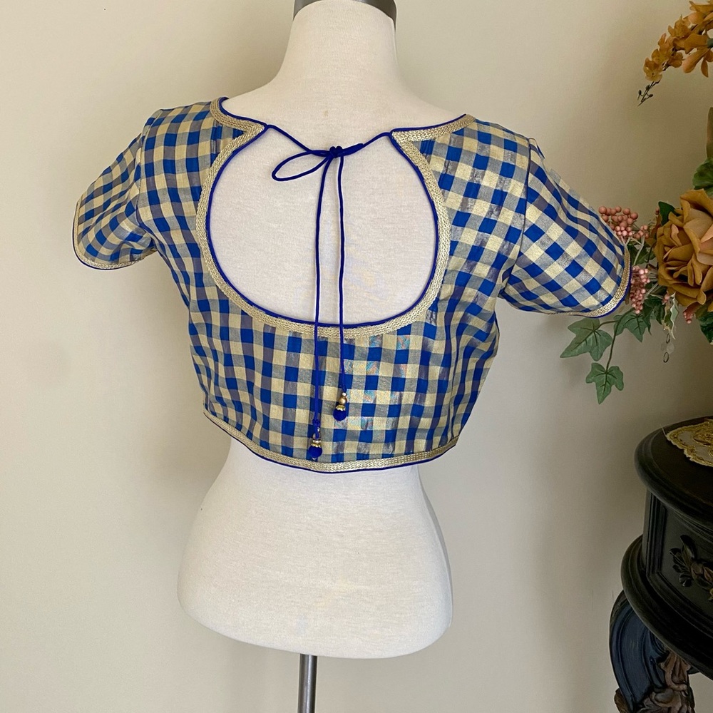 Saree Blouse sari check plaid new